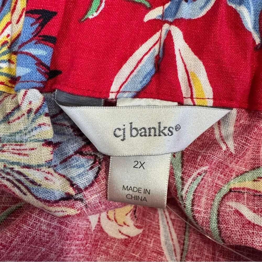 CJ Banks NWT Floral Linen Ruffle Hem Skirt